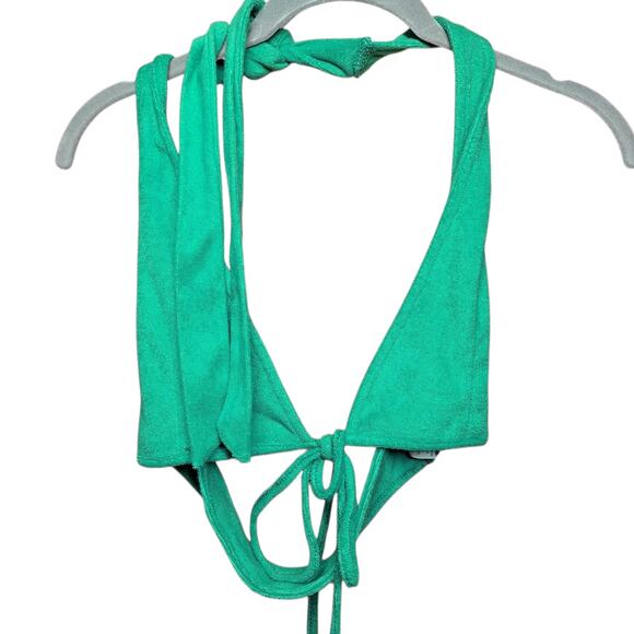 Princess polly Benni terry cloth halter tie crop top green SIZE 4/S soft trendy - Picture 6 of 7